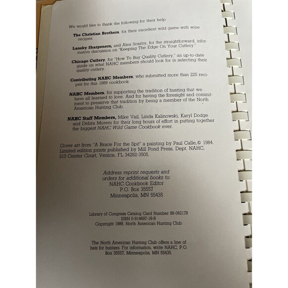 NAHC Wild Game Cookbooks 1987, 1988 Lot Of 2 Vintage - Picture 5 of 7